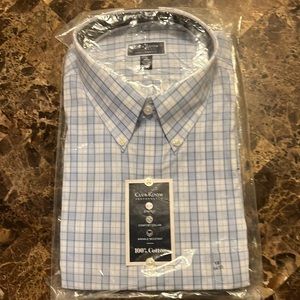Club Room Men's Classic/Regular Fit Performance Blue Plaid Shirt SZ 18-34/35